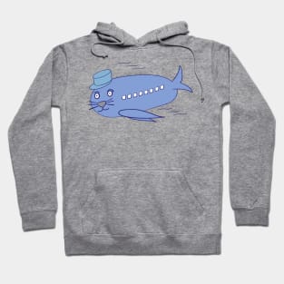 Flying Seal Airplane, Blue, Silly Animal Design, Funny Animal Hoodie